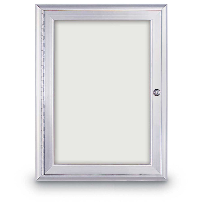 United Visual Indoor Enclosed Dry Erase Board w/ Radius Frame & One Door, 18" W x 24" H (UVP - UV866) - SchoolOutlet