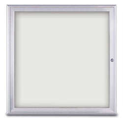 United Visual Indoor Enclosed Dry Erase Board w/ Radius Frame & One Door, 3' W x 3' H (UVP-UV868)