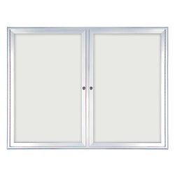 United Visual Indoor Enclosed Dry Erase Board w/ Radius Frame & Two Doors, 3' 6" W x 2' 8" H (UVP-UV8685)