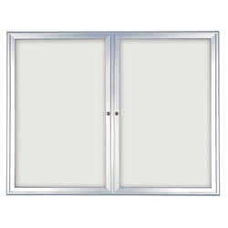 United Visual Indoor Enclosed Dry Erase Board w/ Radius Frame & Two Doors, 4' W x 3' H (UVP-UV869)