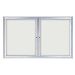 United Visual Indoor Enclosed Dry Erase Board w/ Radius Frame & Two Doors, 5' W x 3' H (UVP-UV870)
