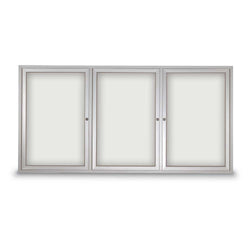 United Visual Indoor Enclosed Dry Erase Board w/ Three Doors & Radius Frame, 6' W x 3' H (UVP-UV871)