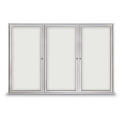 United Visual Indoor Enclosed Dry Erase Board w/ Three Doors & Radius Frame, 6' W x 4' H (UVP-UV872)