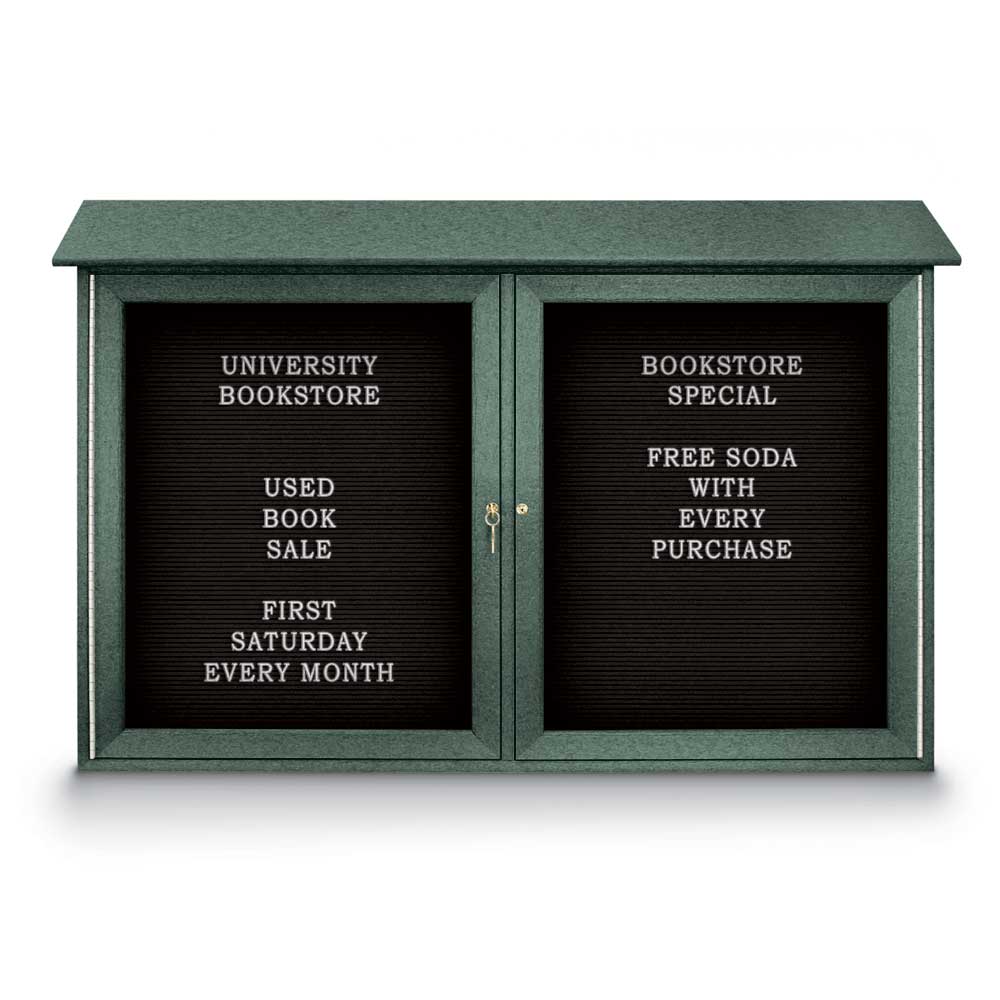 United Visual Double - Door Letterboard Outdoor Message Center, 45" W x 30" H (UVP - UVDD4530LB) - SchoolOutlet