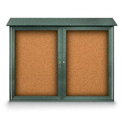 United Visual Double-Door Corkboard Outdoor Message Center, 45" W x 36" H (UVP-UVDD4536)