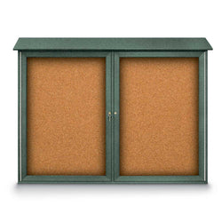 United Visual Double-Door Corkboard Outdoor Message Center, 52" W x 40" H (UVP-UVDD5240)