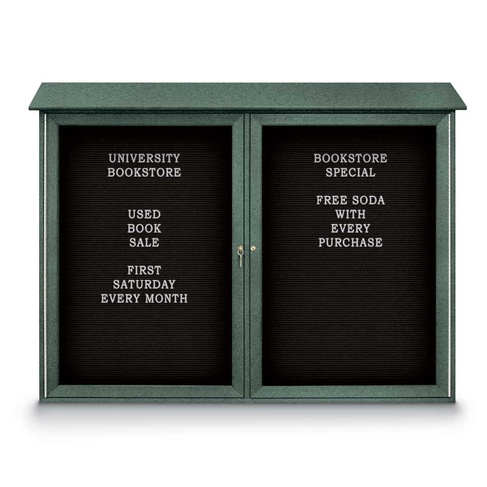 United Visual Double - Door Letterboard Outdoor Message Center, 52" W x 40" H (UVP - UVDD5240LB) - SchoolOutlet