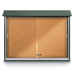 United Visual Sliding Door Corkboard Outdoor Message Center, 52" W x 40" H (UVP-UVMC5240)