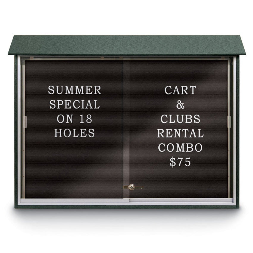 United Visual Sliding Door Letterboard Outdoor Message Center, 52" W x 40" H (UVP - UVMC5240LB) - SchoolOutlet