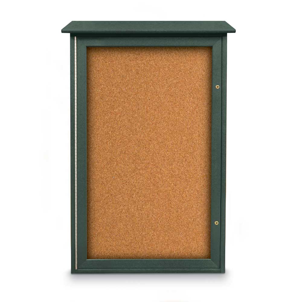 United Visual Single - Door Corkboard Outdoor Message Center, 26" W x 42" H (UVP - UVSD4226) - SchoolOutlet