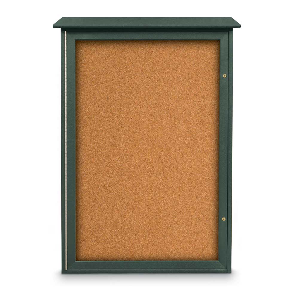 United Visual Single - Door Corkboard Outdoor Message Center, 32" W x 48" H (UVP - UVSD4832) - SchoolOutlet