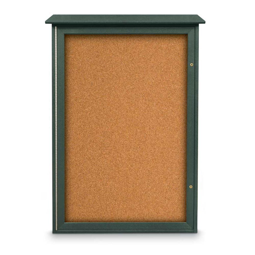 United Visual Single - Door Corkboard Outdoor Message Center, 32" W x 48" H (UVP - UVSD4832) - SchoolOutlet