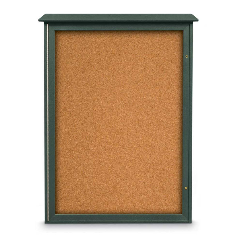 United Visual Single - Door Corkboard Outdoor Message Center, 38" W x 54" H (UVP - UVSD5438) - SchoolOutlet