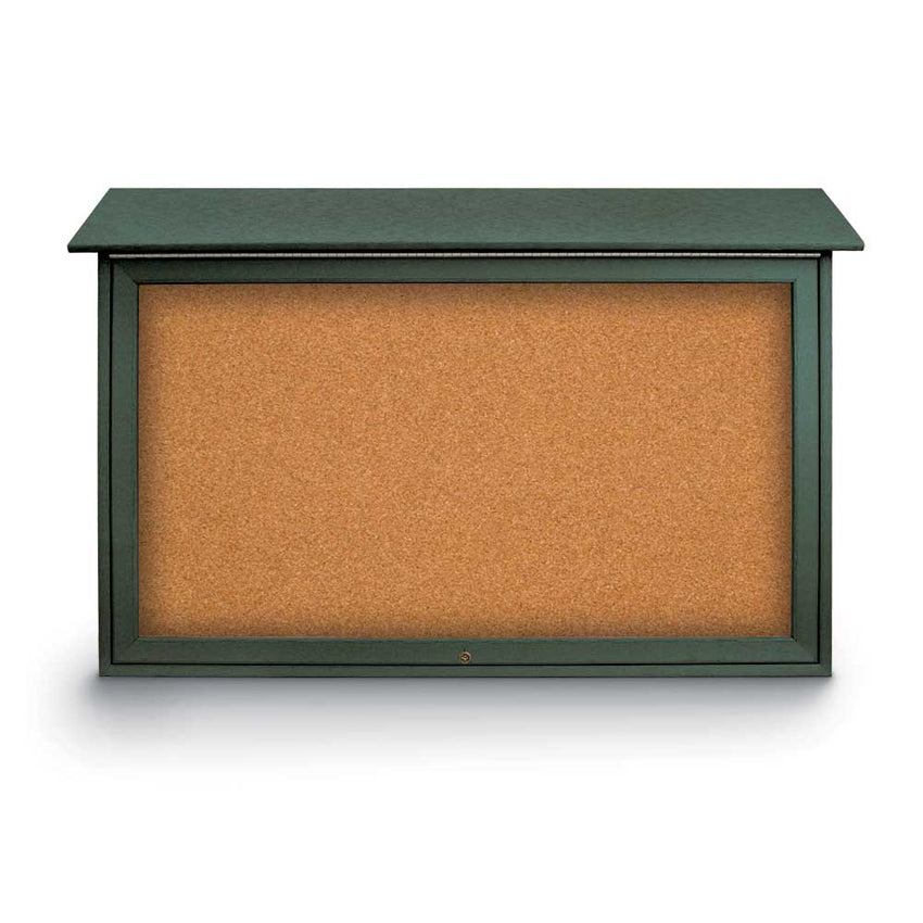 United Visual Top - Hinged Single - Door Corkboard Outdoor Message Center, 45" W x 30" H (UVP - UVSDT4530) - SchoolOutlet