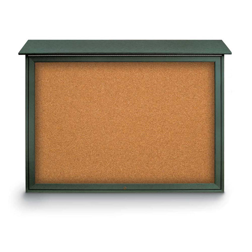 United Visual Top - Hinged Single - Door Corkboard Outdoor Message Center, 52" W x 40" H (UVP - UVSDT5240) - SchoolOutlet