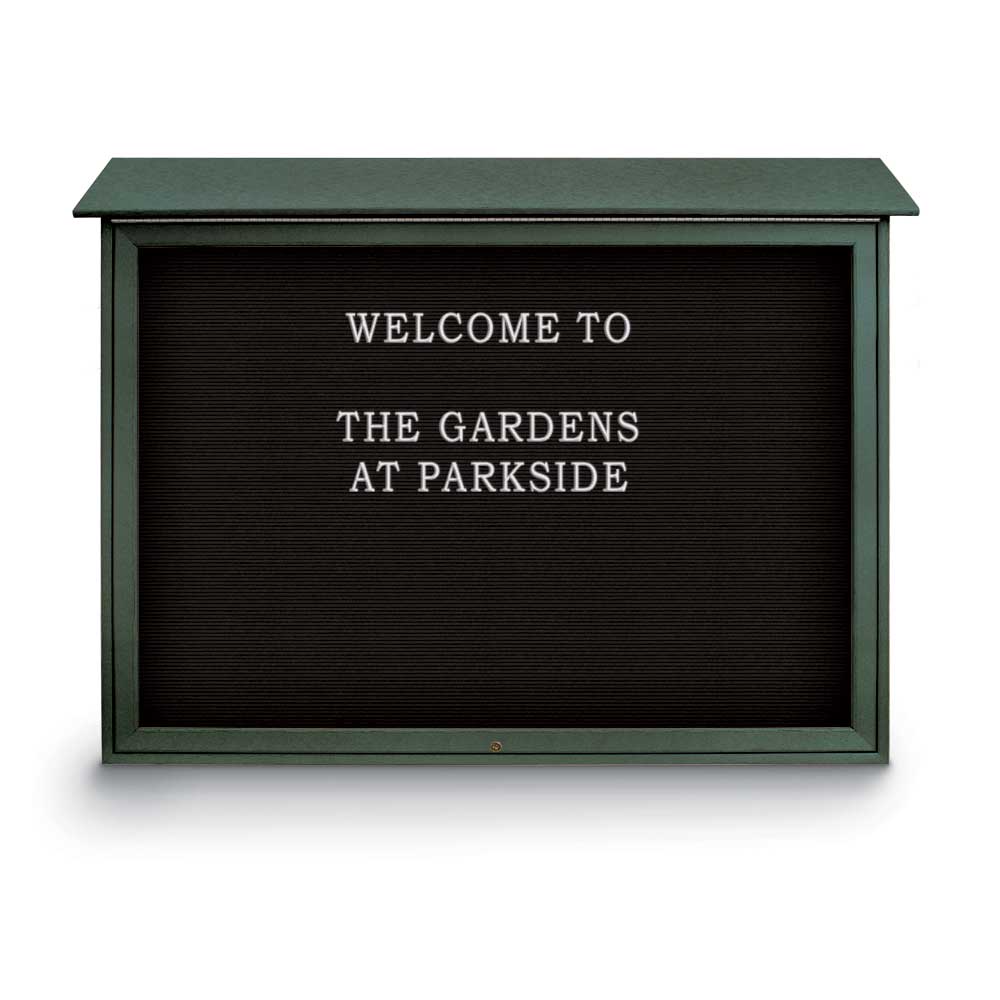 United Visual Top - Hinged Single - Door Letterboard Outdoor Message Center, 52" W x 40" H (UVP - UVSDT5240LB) - SchoolOutlet