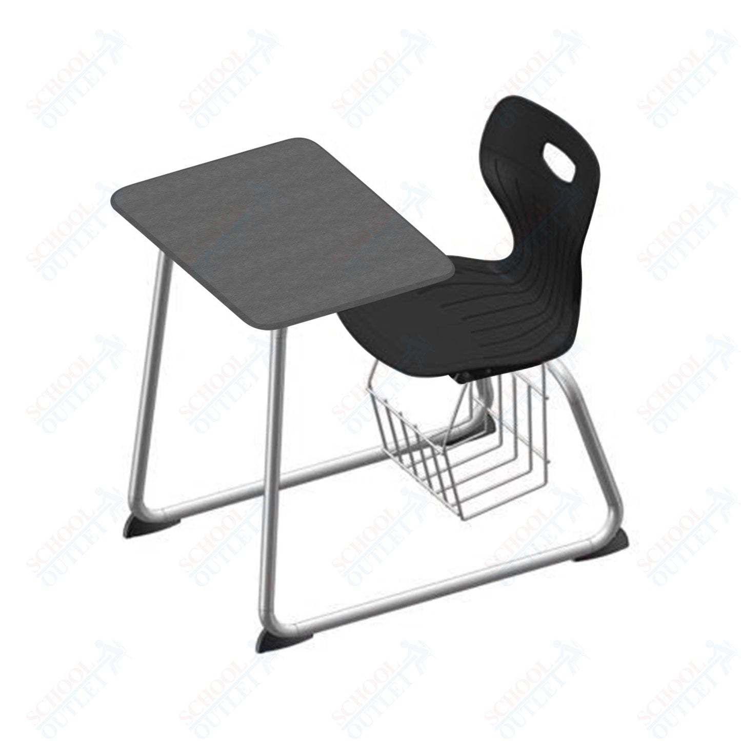 USA Capitol Euroflex 18" Seat Height Sled Combo Desks with Book Basket Hard Palstic Top (USC - 3018HP) - SchoolOutlet