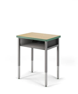 USA Capitol Focus Classroom Student Desk, Adjustable Height 22"-33", Hard Plastic Top and Book Box (311)