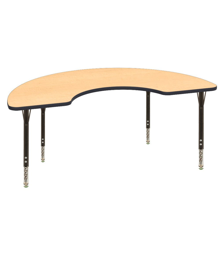 USA Capitol 36" x 72" Half Moon Activity Table Adjustable Height 23" - 31" (3672HMSE) - SchoolOutlet