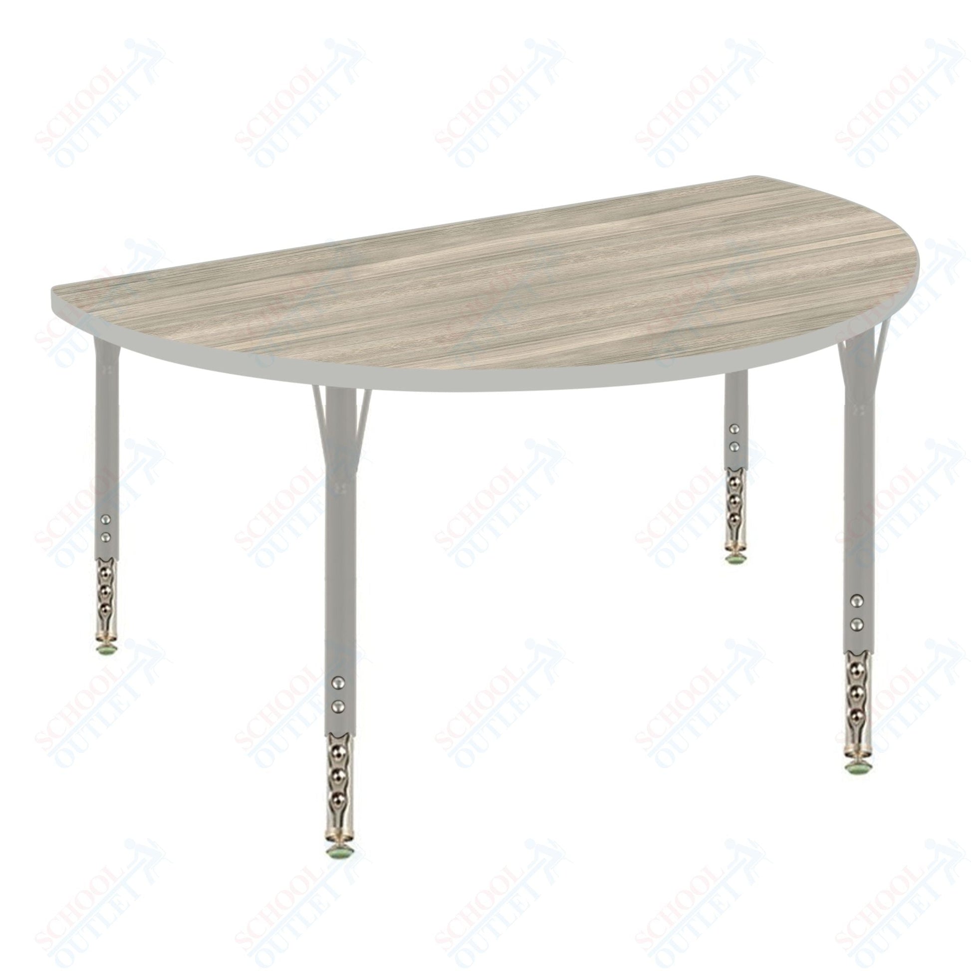 USA Capitol 48" Half Round Activity Table Adjustable Height 23" - 31" (48HRSE) - SchoolOutlet
