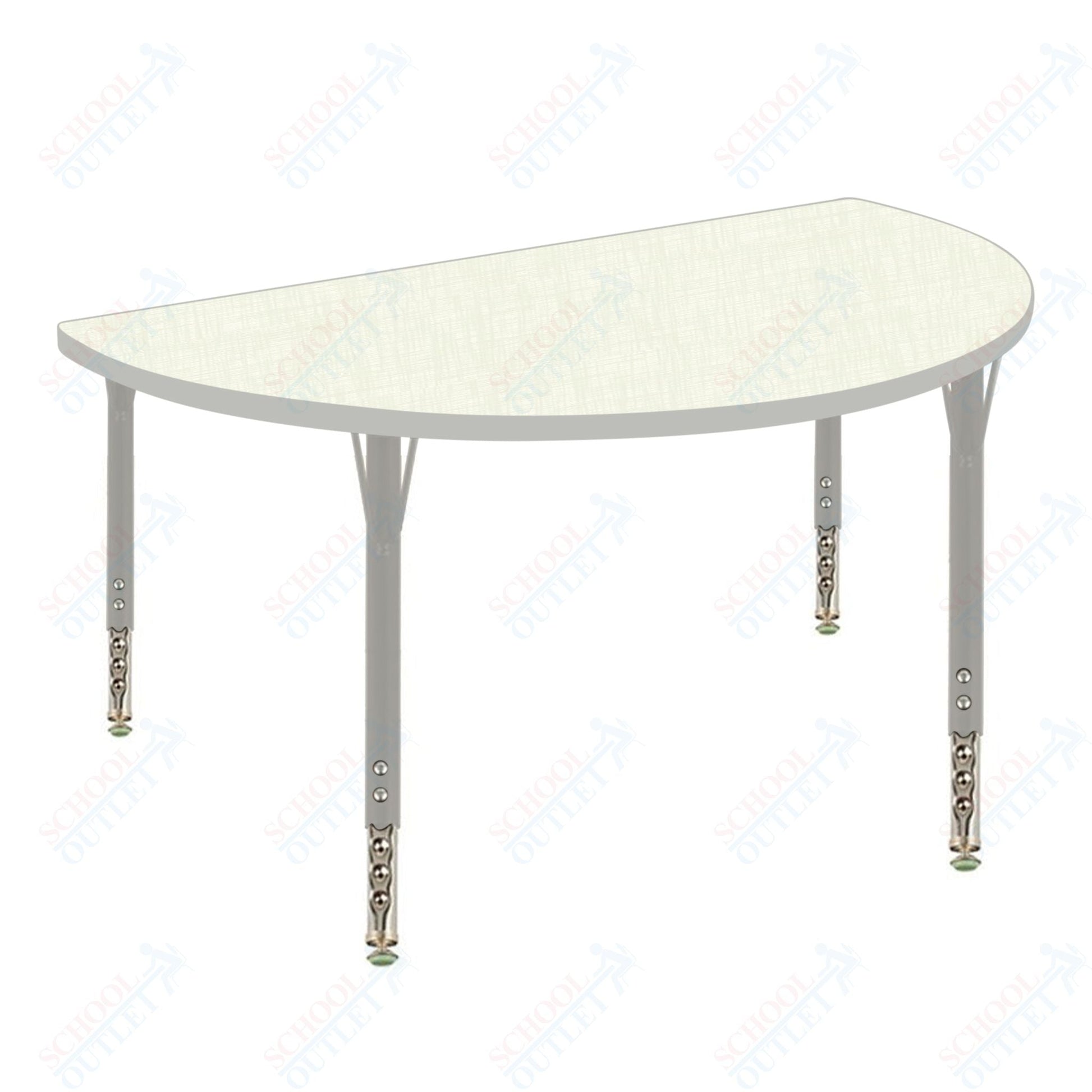 USA Capitol 48" Half Round Activity Table Adjustable Height 23" - 31" (48HRSE) - SchoolOutlet