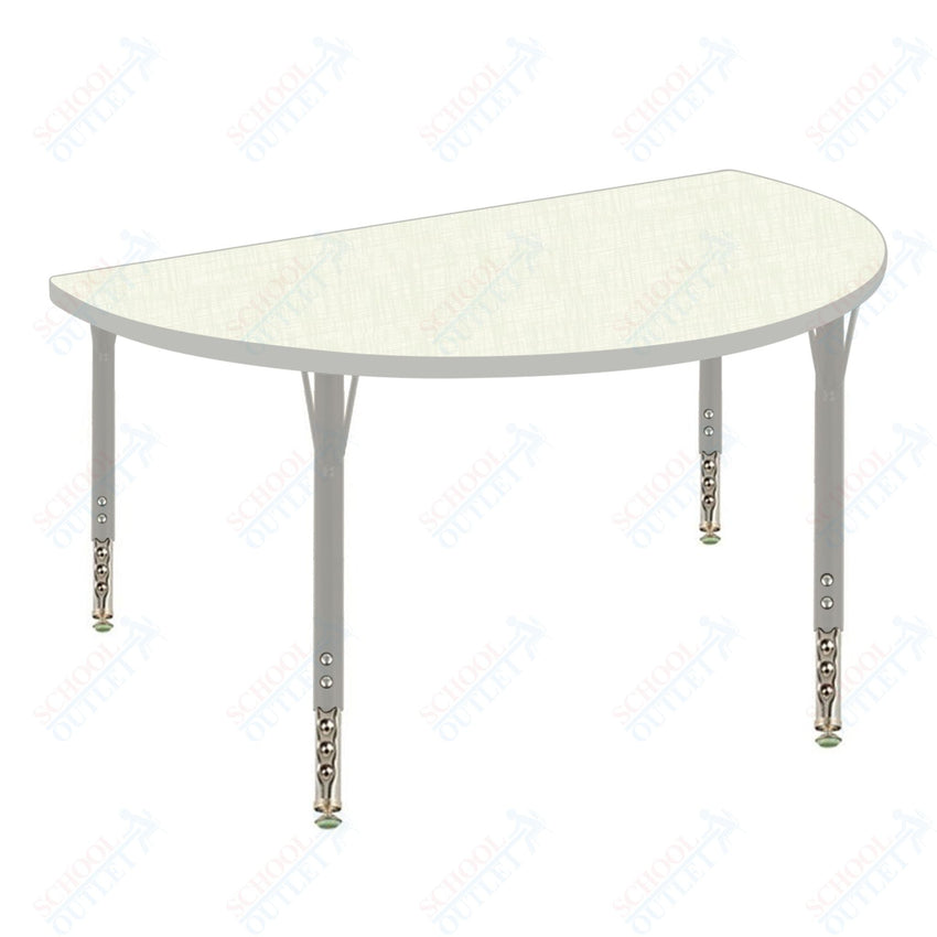 USA Capitol 48" Half Round Activity Table Adjustable Height 23" - 31" (48HRSE) - SchoolOutlet
