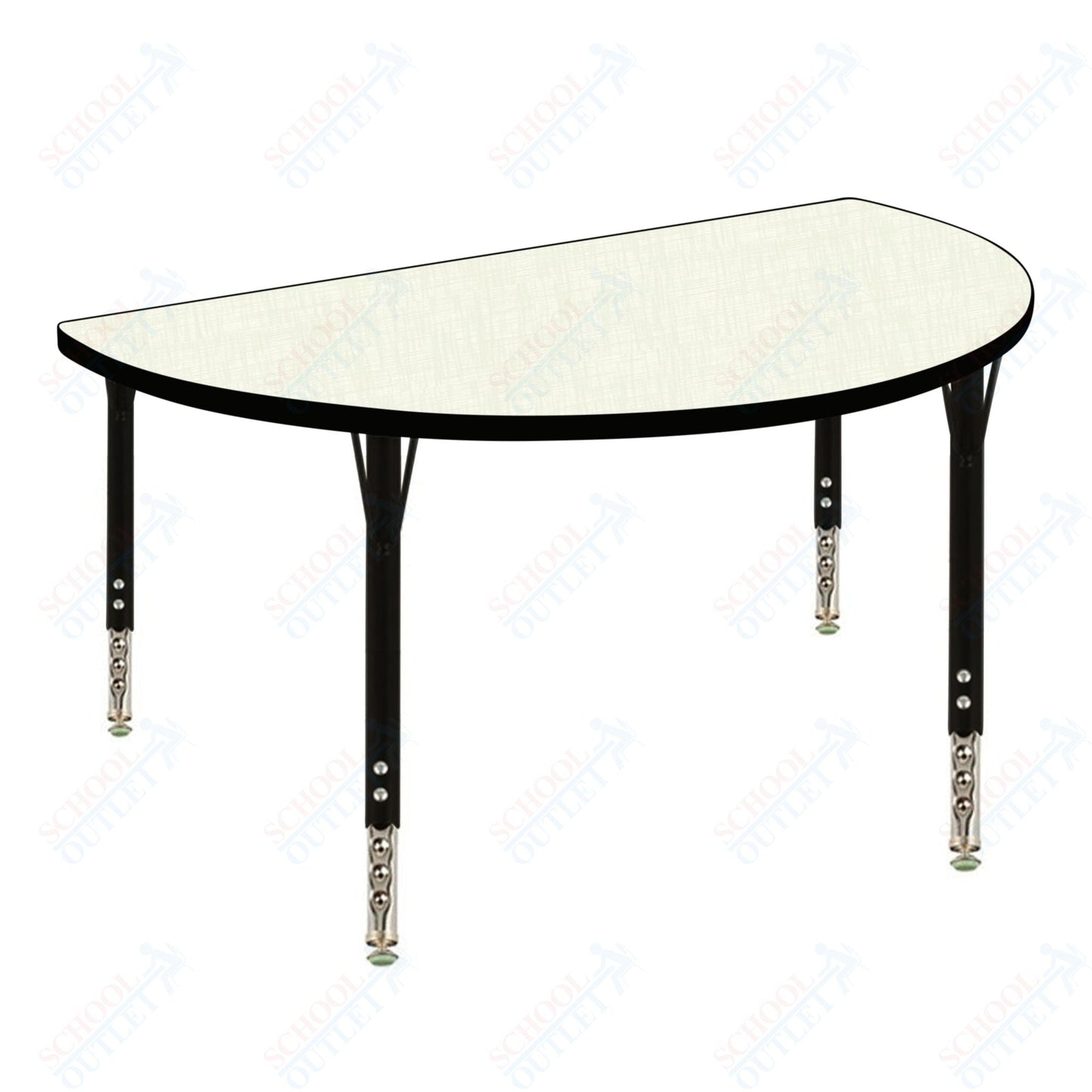 USA Capitol 48" Half Round Activity Table Adjustable Height 23" - 31" (48HRSE) - SchoolOutlet