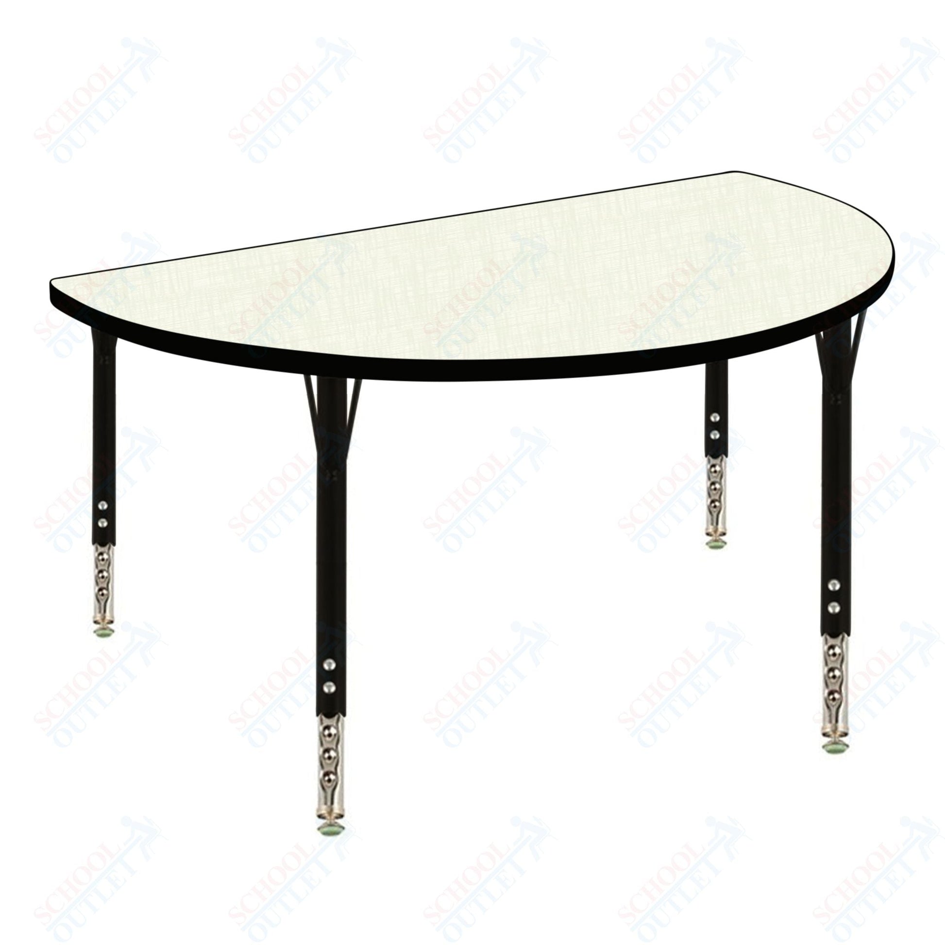 USA Capitol 48" Half Round Activity Table Adjustable Height 23" - 31" (48HRSE) - SchoolOutlet