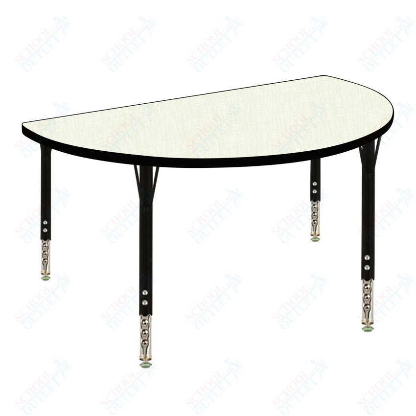 USA Capitol 48" Half Round Activity Table Adjustable Height 23" - 31" (48HRSE) - SchoolOutlet