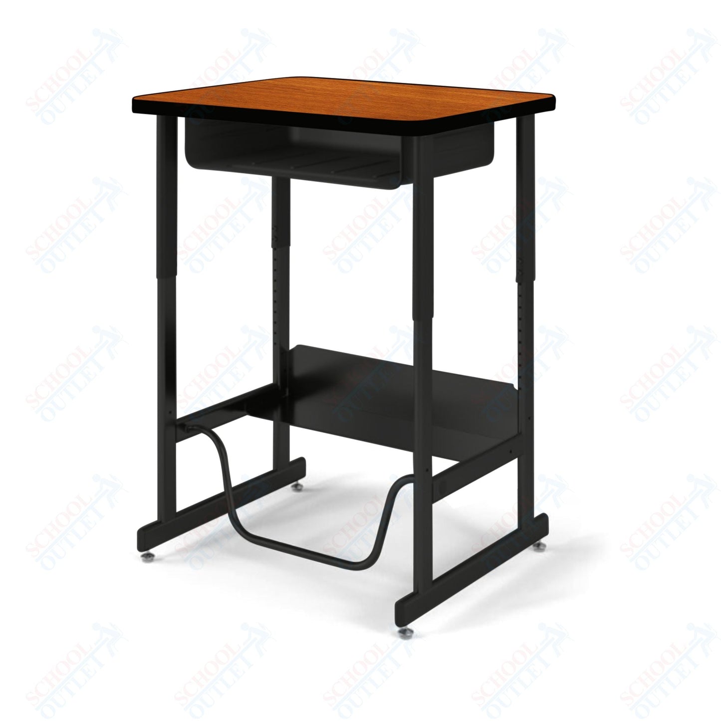 USA Capitol Sit/Stand Desk with Book Box & Footrest, Adjustable Height 30" - 40", Hard Plastic Top (493) - SchoolOutlet
