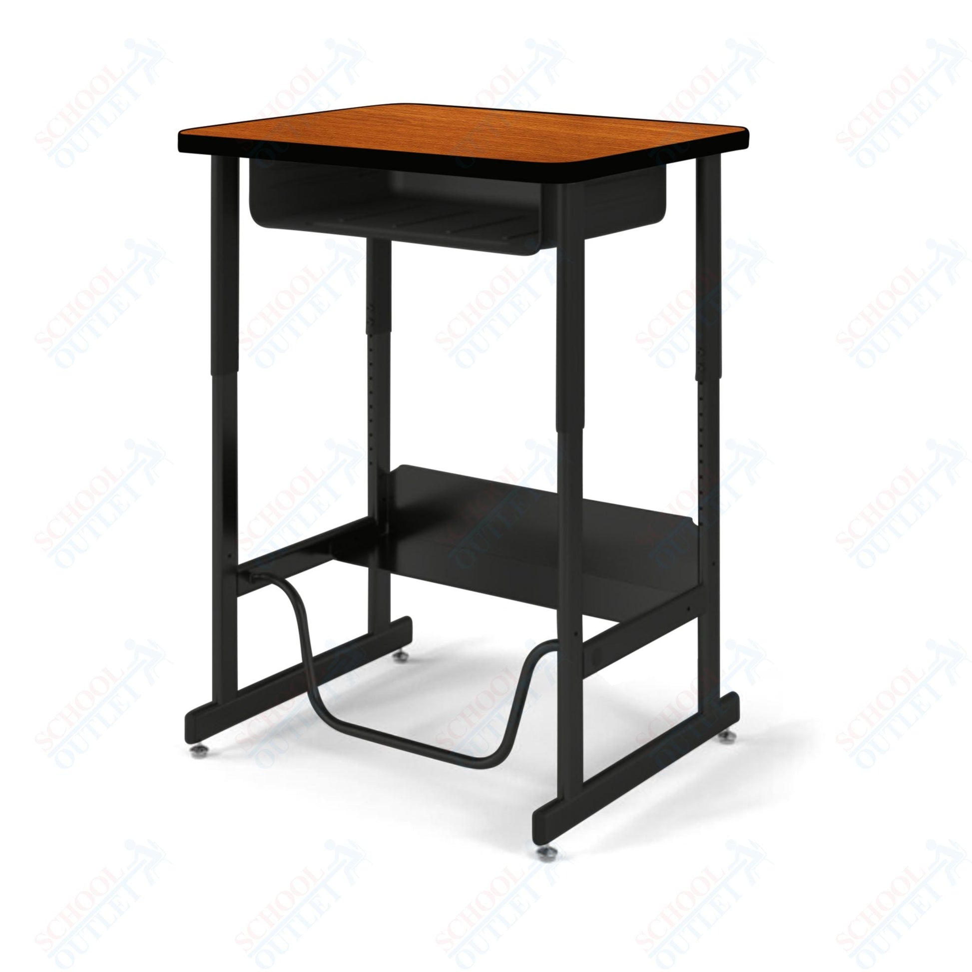 USA Capitol Sit/Stand Desk with Book Box & Footrest, Adjustable Height 30" - 40", Hard Plastic Top (493) - SchoolOutlet