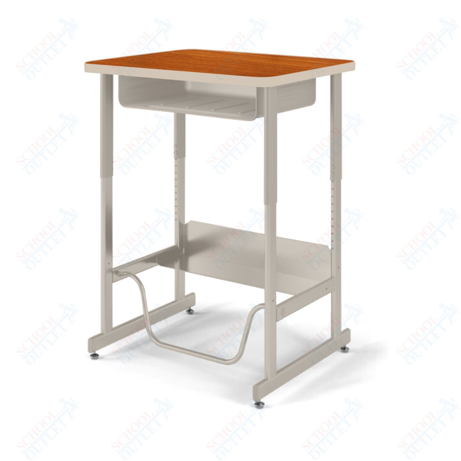 USA Capitol Sit/Stand Desk with Book Box & Footrest, Adjustable Height 30" - 40", Hard Plastic Top (493) - SchoolOutlet