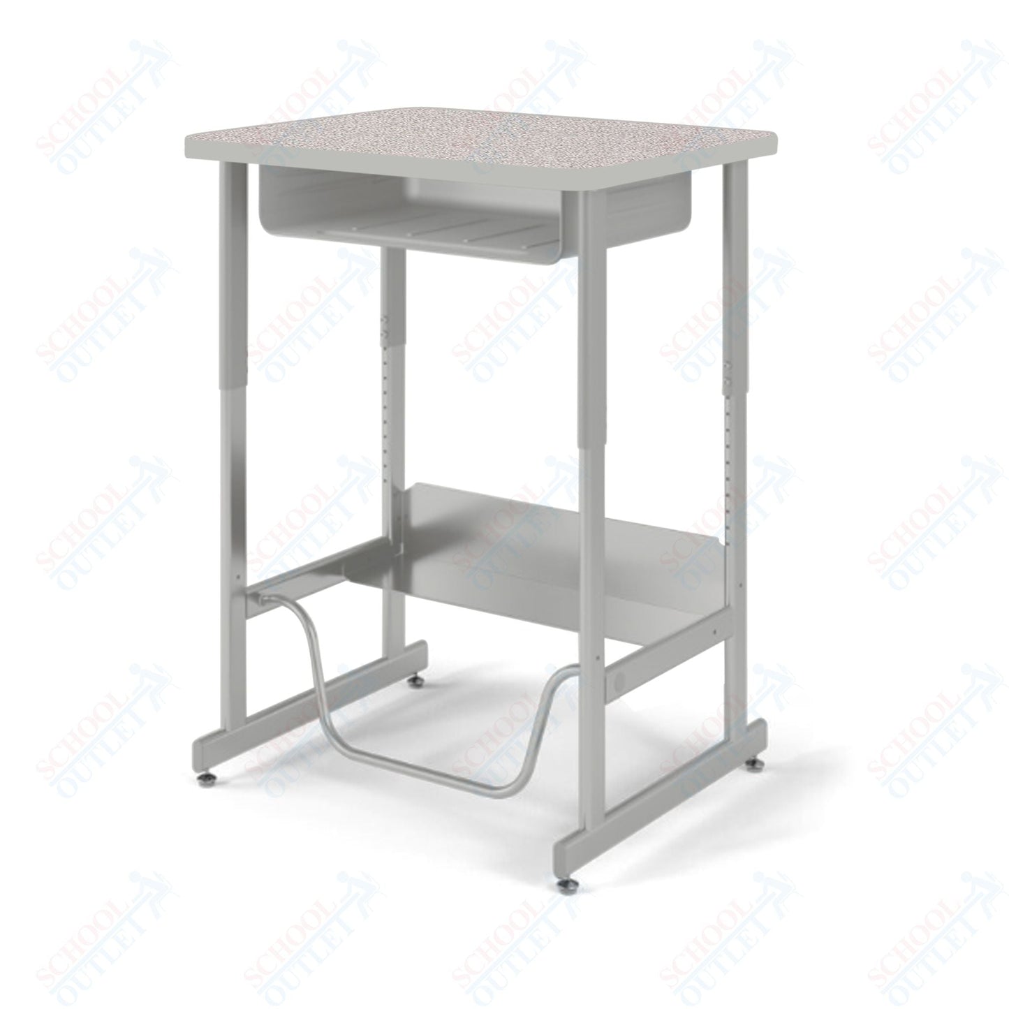 USA Capitol Sit/Stand Desk with Book Box & Footrest, Adjustable Height 30" - 40", Hard Plastic Top (493) - SchoolOutlet