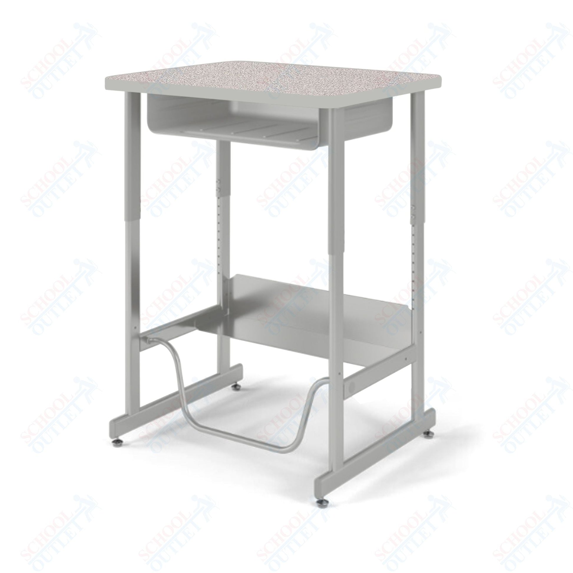 USA Capitol Sit/Stand Desk with Book Box & Footrest, Adjustable Height 30" - 40", Hard Plastic Top (493) - SchoolOutlet