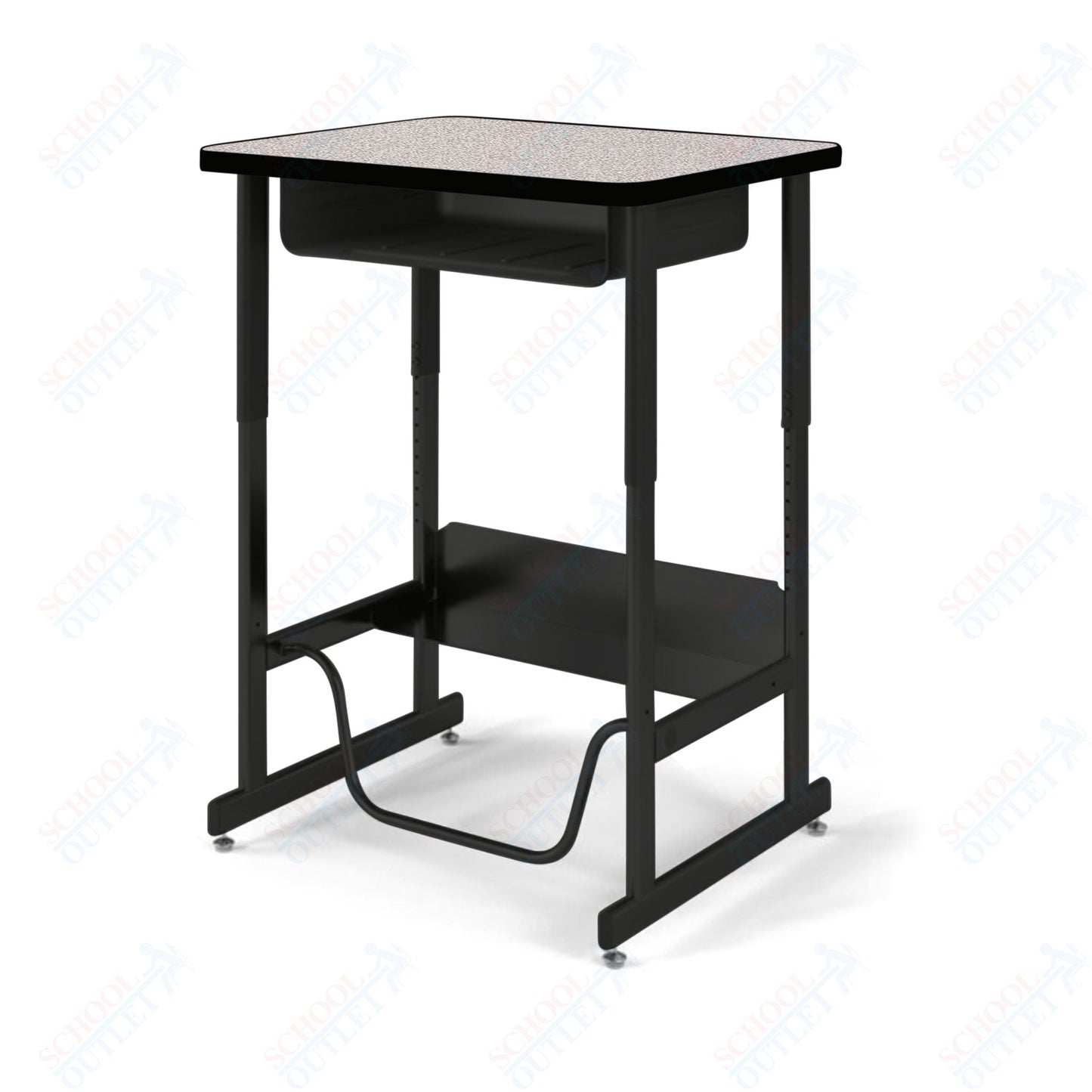 USA Capitol Sit/Stand Desk with Book Box & Footrest, Adjustable Height 30" - 40", Hard Plastic Top (493) - SchoolOutlet