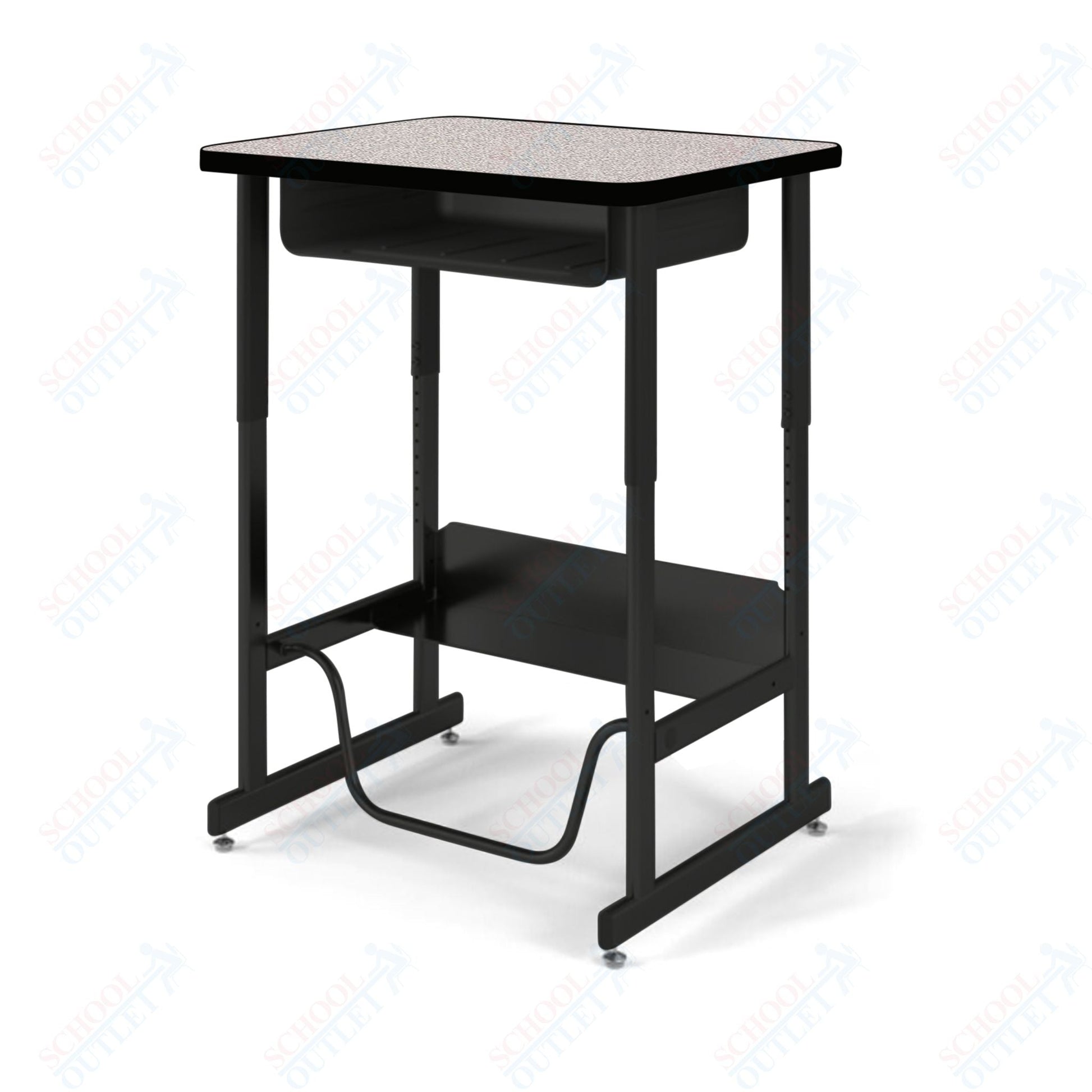 USA Capitol Sit/Stand Desk with Book Box & Footrest, Adjustable Height 30" - 40", Hard Plastic Top (493) - SchoolOutlet