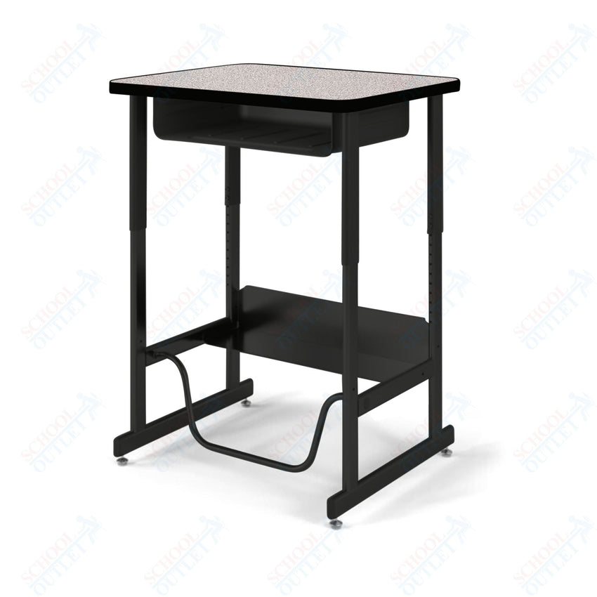 USA Capitol Sit/Stand Desk with Book Box & Footrest, Adjustable Height 30" - 40", Hard Plastic Top (493) - SchoolOutlet