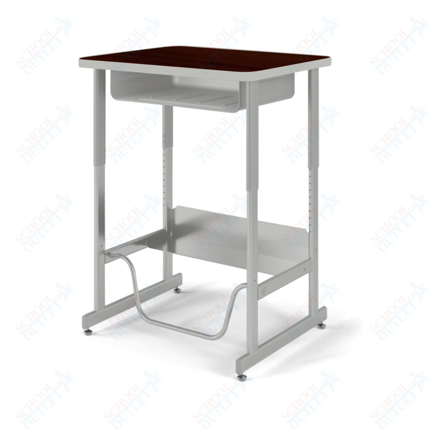 USA Capitol Sit/Stand Desk with Book Box & Footrest, Adjustable Height 30" - 40", Hard Plastic Top (493) - SchoolOutlet