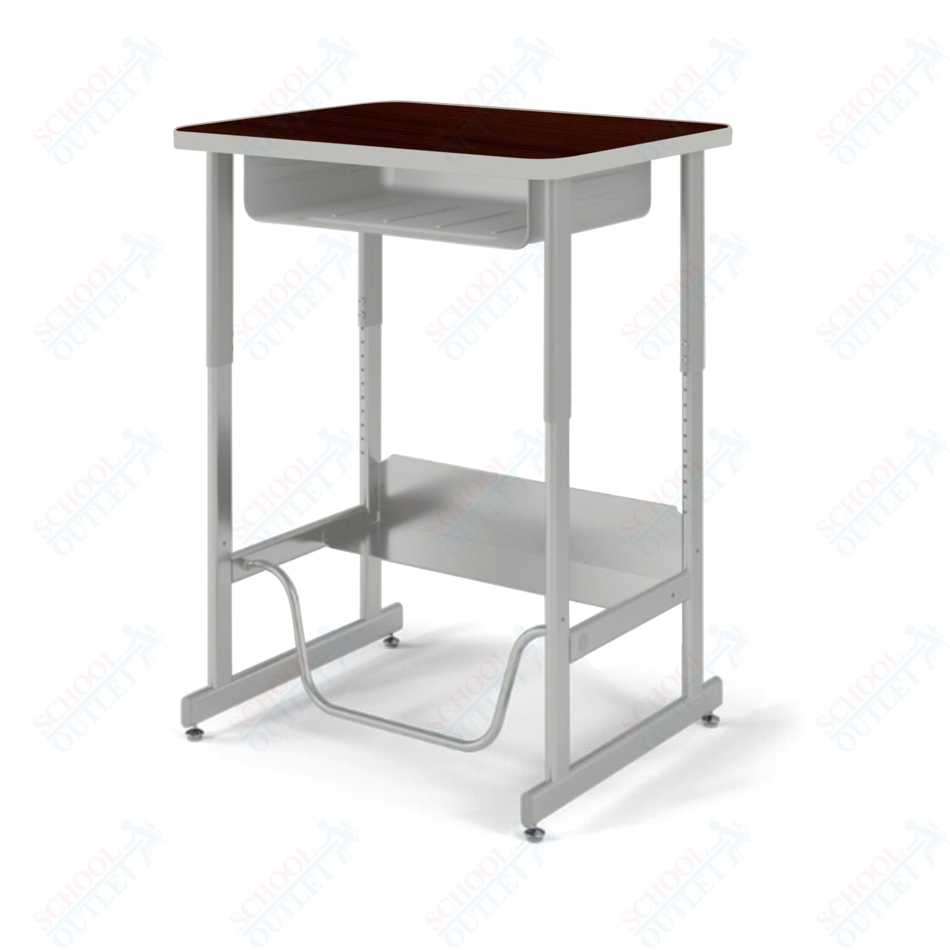 USA Capitol Sit/Stand Desk with Book Box & Footrest, Adjustable Height 30" - 40", Hard Plastic Top (493) - SchoolOutlet