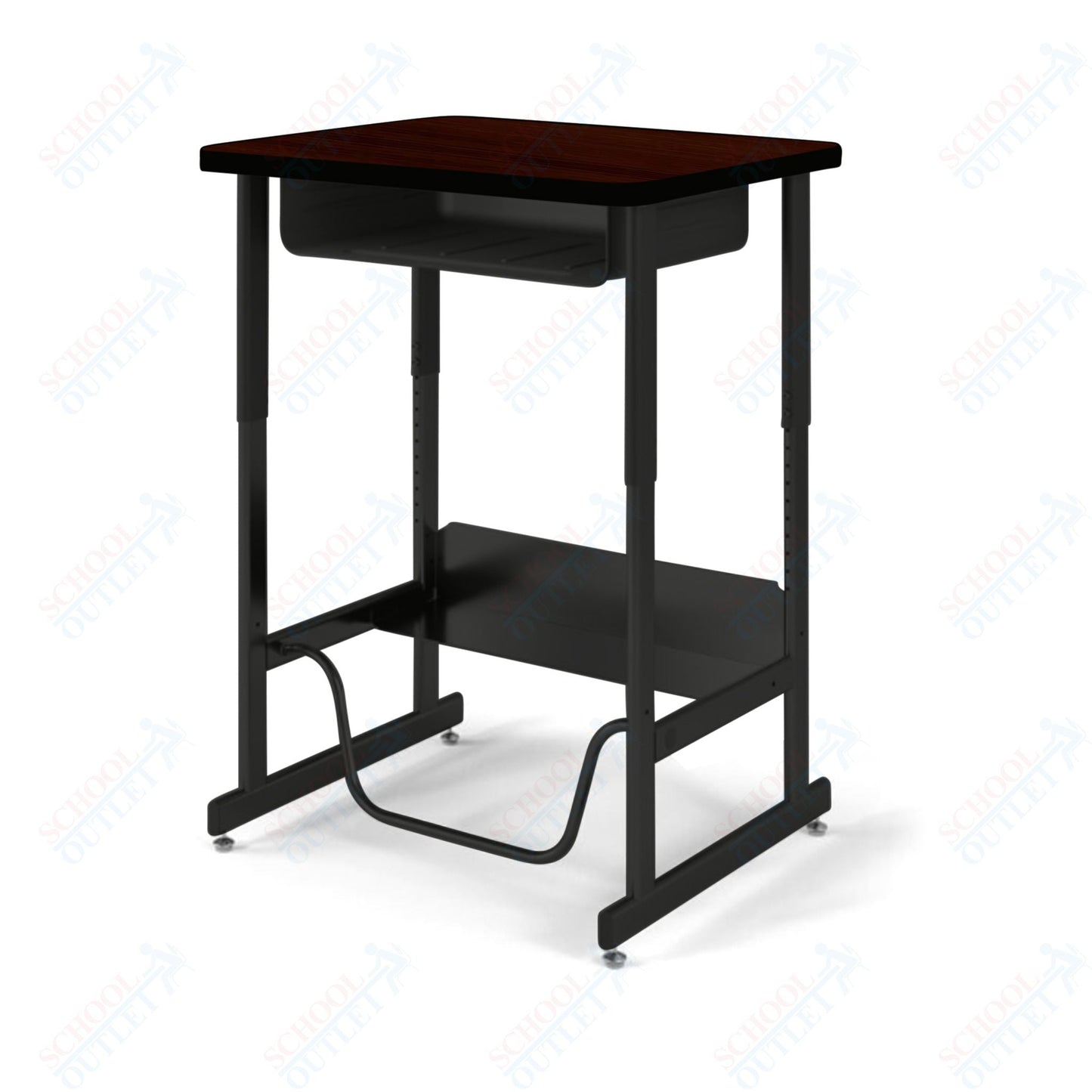 USA Capitol Sit/Stand Desk with Book Box & Footrest, Adjustable Height 30" - 40", Hard Plastic Top (493) - SchoolOutlet