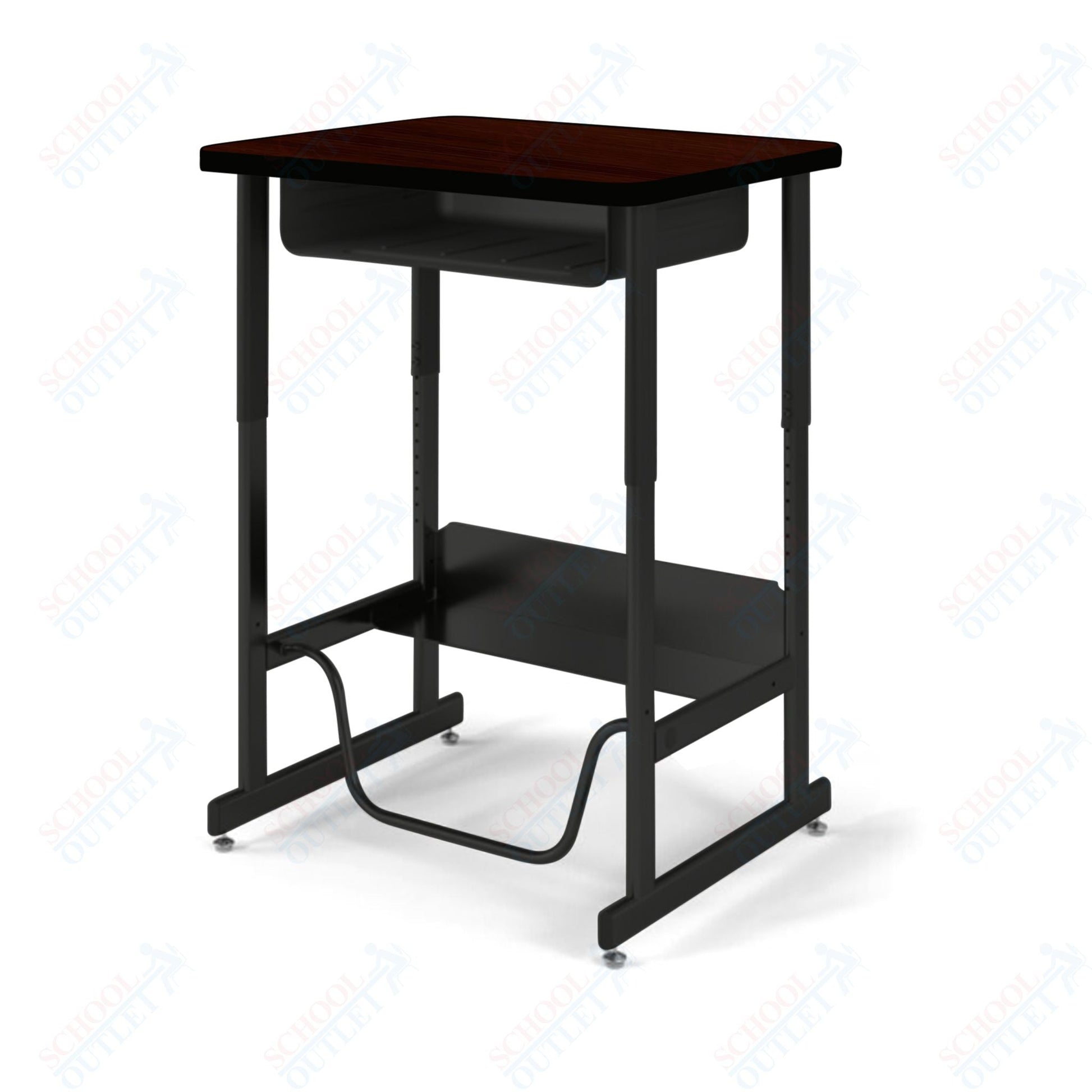 USA Capitol Sit/Stand Desk with Book Box & Footrest, Adjustable Height 30" - 40", Hard Plastic Top (493) - SchoolOutlet
