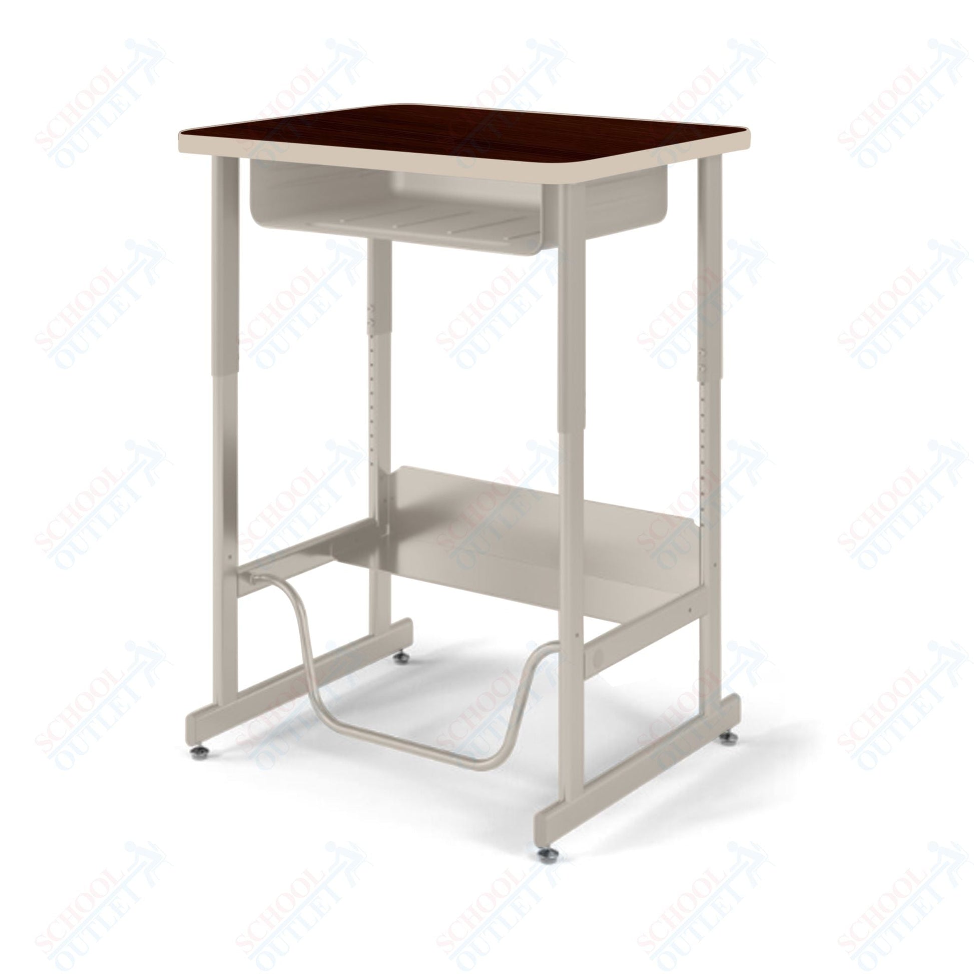 USA Capitol Sit/Stand Desk with Book Box & Footrest, Adjustable Height 30" - 40", Hard Plastic Top (493) - SchoolOutlet
