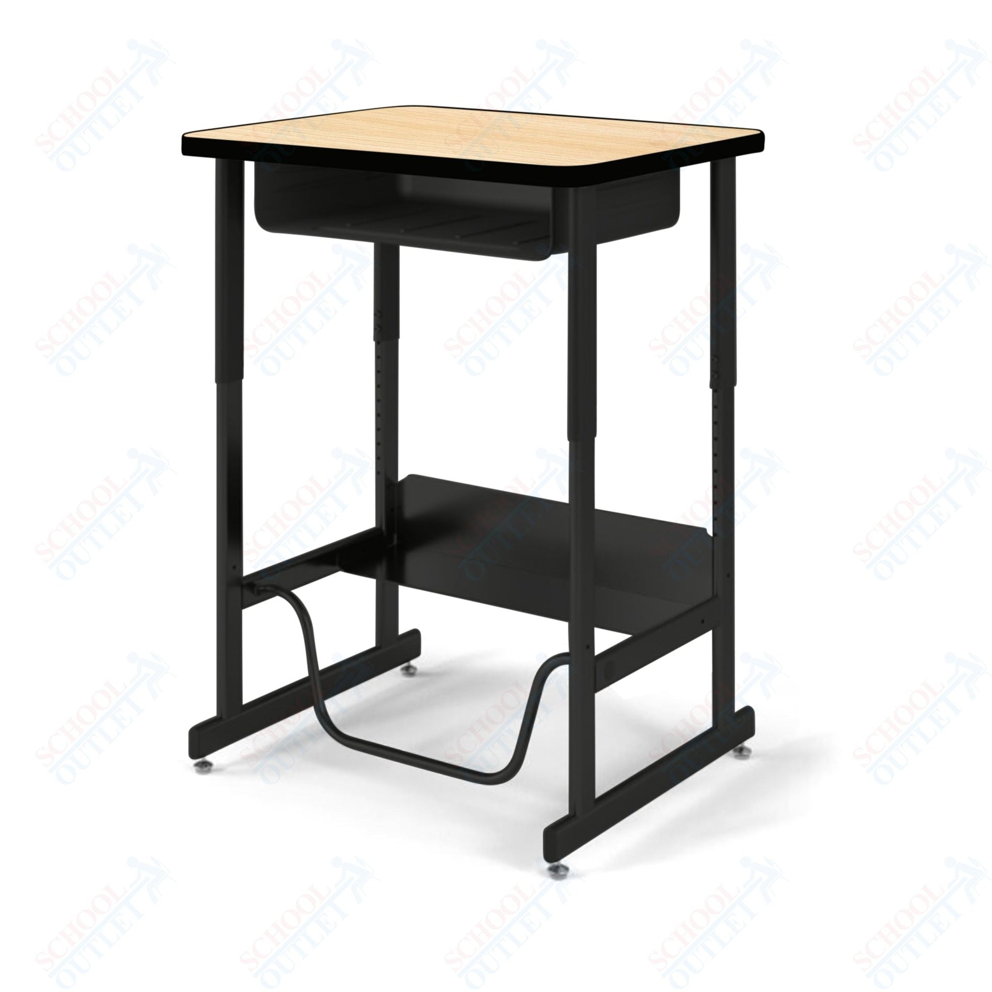 USA Capitol Sit/Stand Desk with Book Box & Footrest, Adjustable Height 30" - 40", Hard Plastic Top (493) - SchoolOutlet