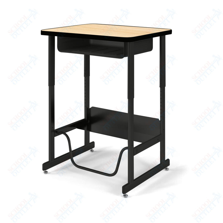 USA Capitol Sit/Stand Desk with Book Box & Footrest, Adjustable Height 30" - 40", Hard Plastic Top (493) - SchoolOutlet