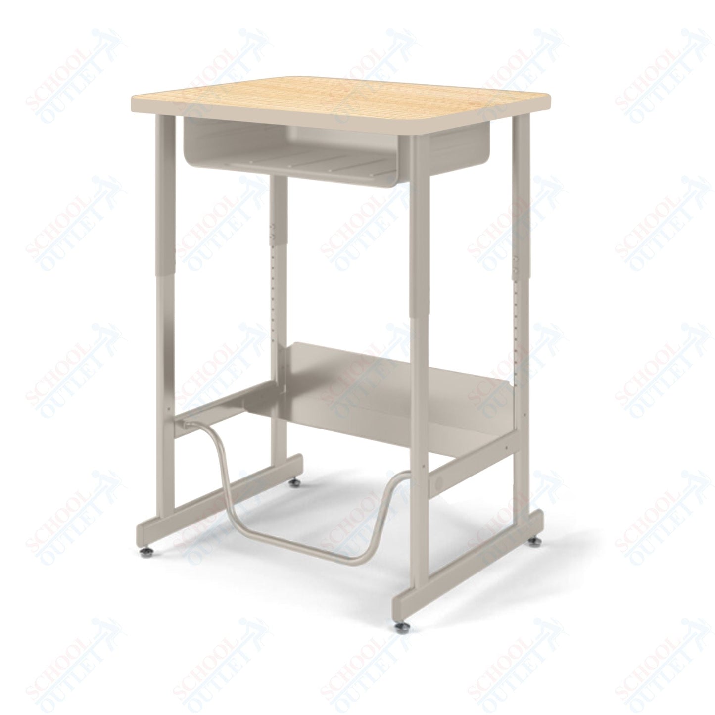 USA Capitol Sit/Stand Desk with Book Box & Footrest, Adjustable Height 30" - 40", Hard Plastic Top (493) - SchoolOutlet