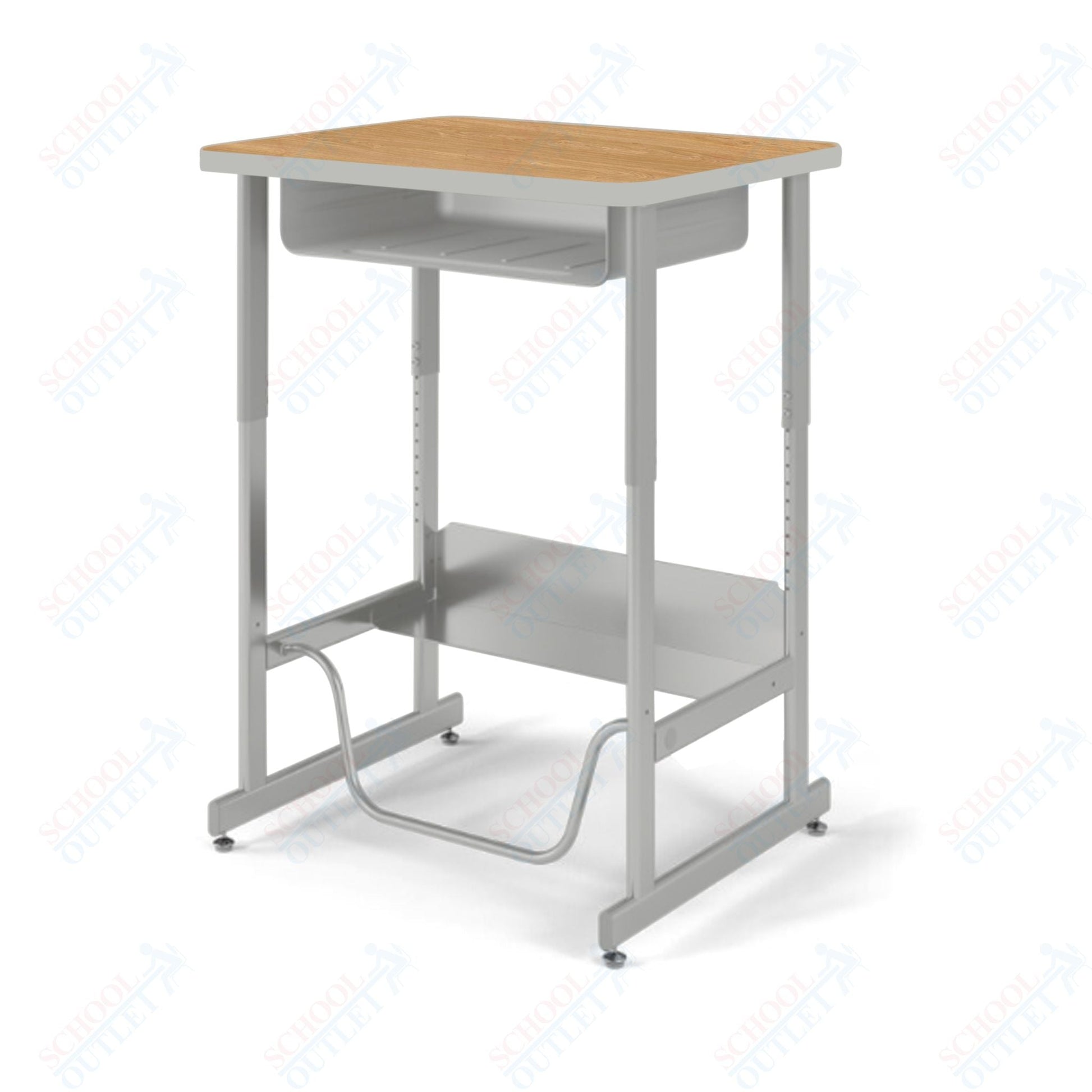 USA Capitol Sit/Stand Desk with Book Box & Footrest, Adjustable Height 30" - 40", Hard Plastic Top (493) - SchoolOutlet
