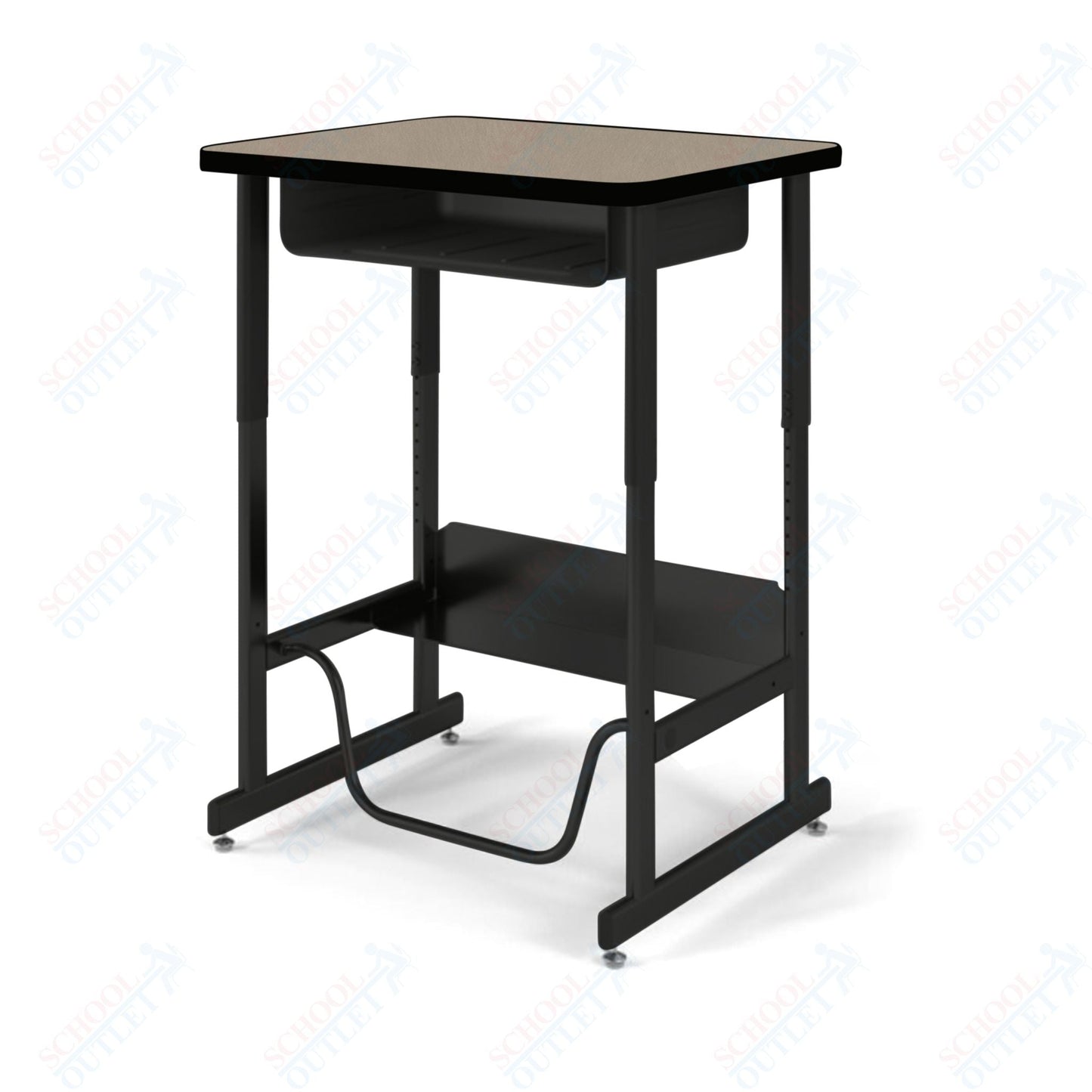 USA Capitol Sit/Stand Desk with Book Box & Footrest, Adjustable Height 30" - 40", Hard Plastic Top (493) - SchoolOutlet