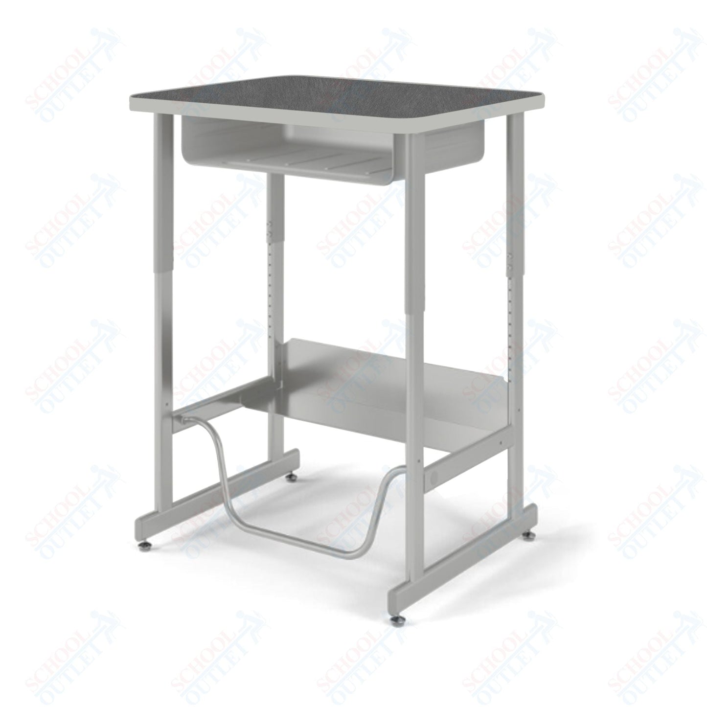 USA Capitol Sit/Stand Desk with Book Box & Footrest, Adjustable Height 30" - 40", Hard Plastic Top (493) - SchoolOutlet