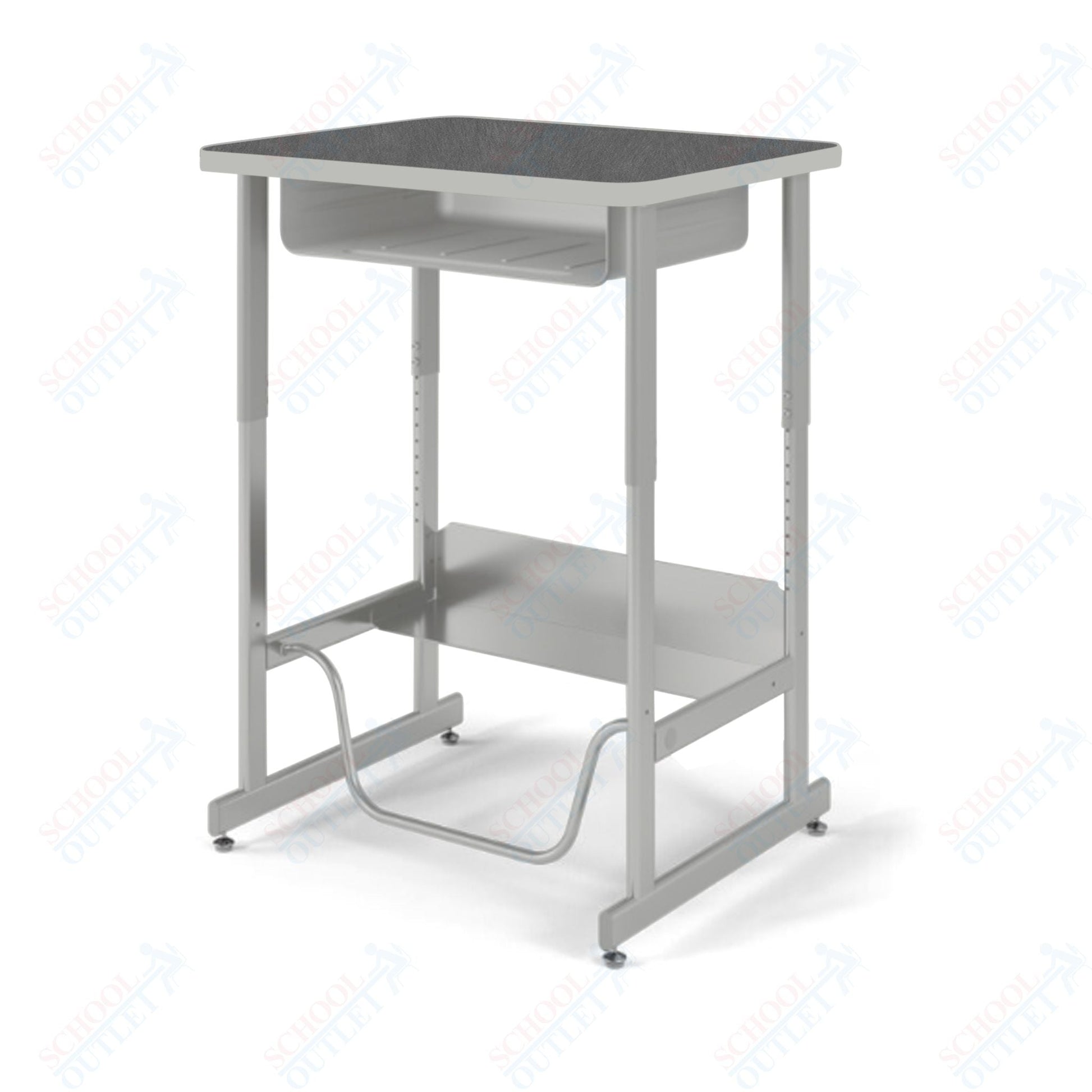 USA Capitol Sit/Stand Desk with Book Box & Footrest, Adjustable Height 30" - 40", Hard Plastic Top (493) - SchoolOutlet