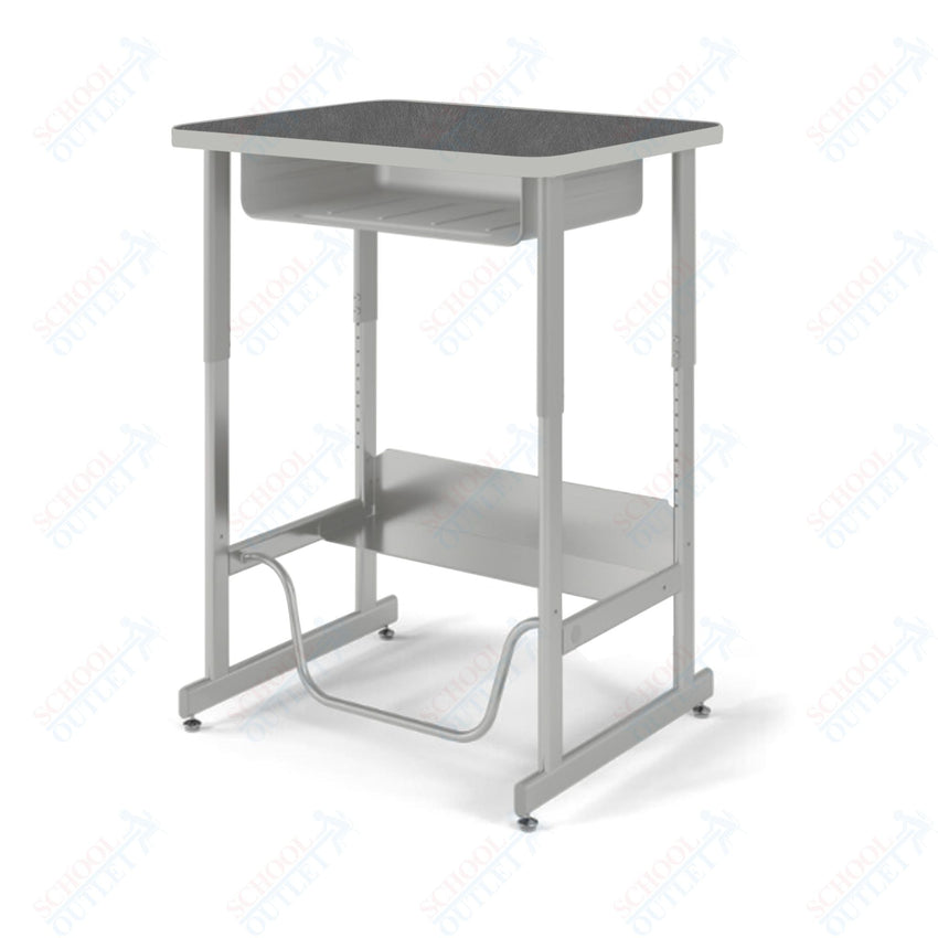 USA Capitol Sit/Stand Desk with Book Box & Footrest, Adjustable Height 30" - 40", Hard Plastic Top (493) - SchoolOutlet